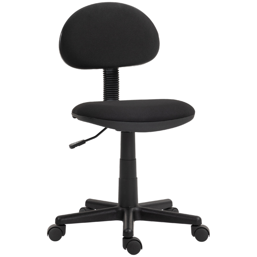 HOMCOM Armless Office Chair with Adjustable Height, 360° Swivel Wheels, Black