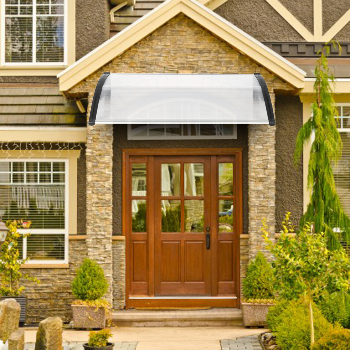[Same Code：45171439]HT-120 x 80 Household Application Door & Window Rain Cover Eaves Canopy White & Black Bracket