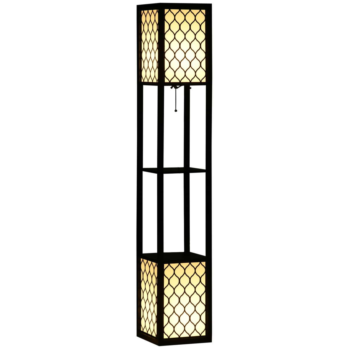Floor Lamp with Shelves, 2 Light, Modern Standing Lamp
