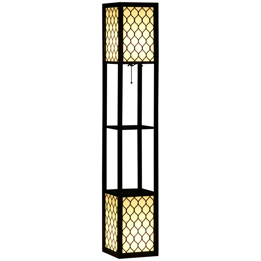 Floor Lamp with Shelves, 2 Light, Modern Standing Lamp