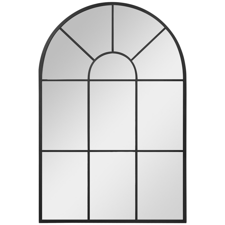 HOMCOM Modern Arched Window Wall Mirror 91x60cm Black