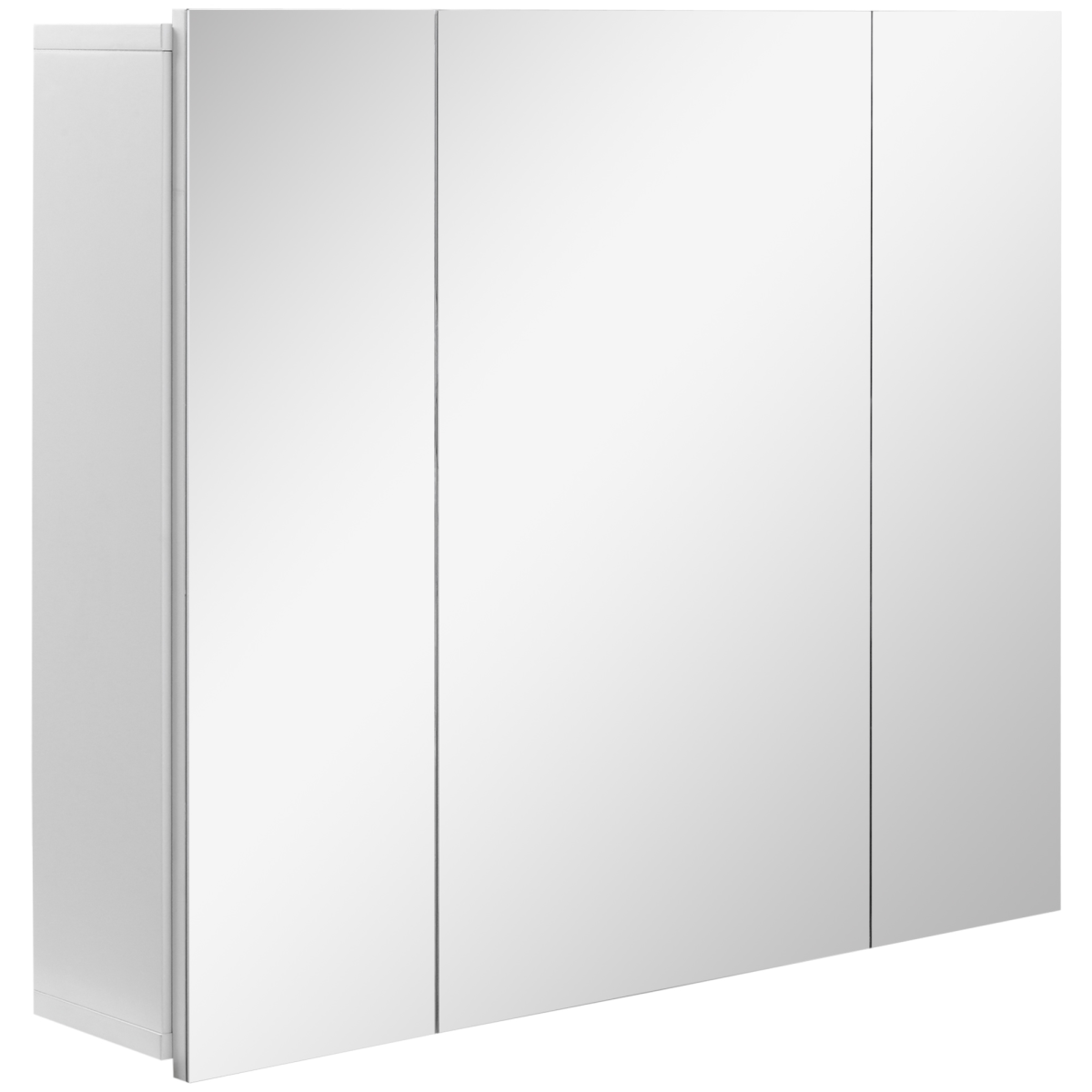 kleankin Bathroom Mirror Cabinet Wall Mount Storage Organiser with Door, White