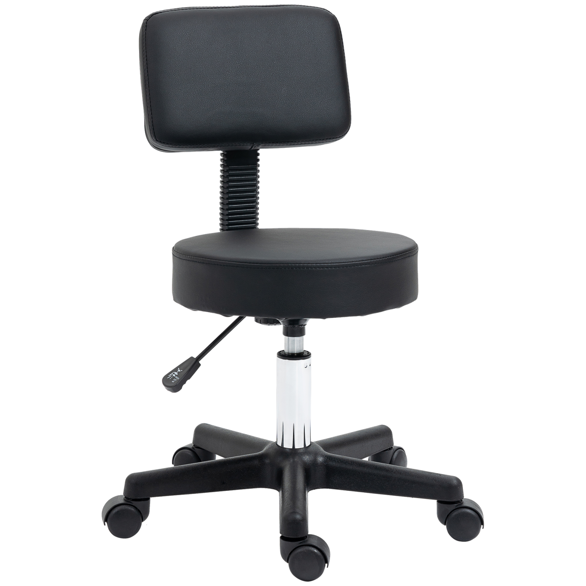 Beautician's Adjustable Swivel Salon Chair with Padded Seat Back, 5 Wheels, Black