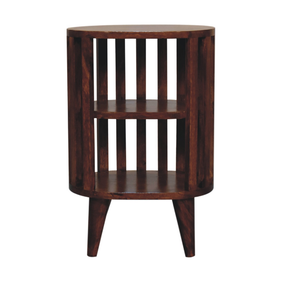 Artisan Furniture Ariella Double Shelf Chestnut Bedside, Dark Brown, 2 Shelves