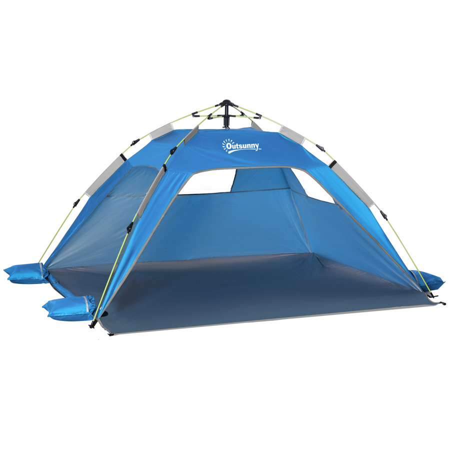 2 Man Pop-up Beach Tent Sun Shade Shelter Hut with Windows and Door Blue