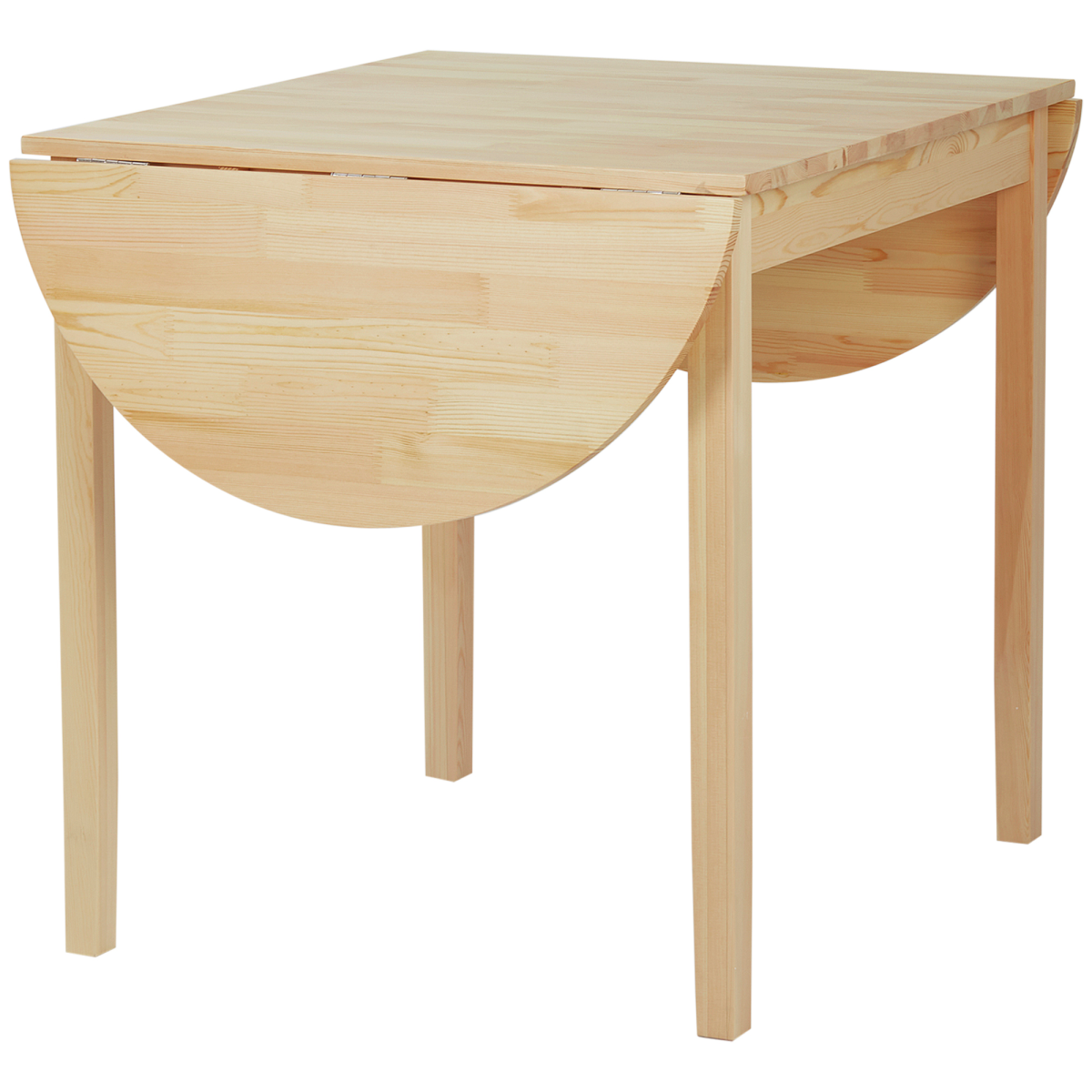 Expandable Pinewood Drop Leaf Dining Table for 4-6 People, Natural Finish