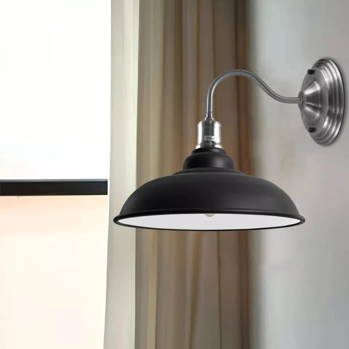 Vintage Black Metal Wall Light  Living Room Retro Industrial Lighting ~1665