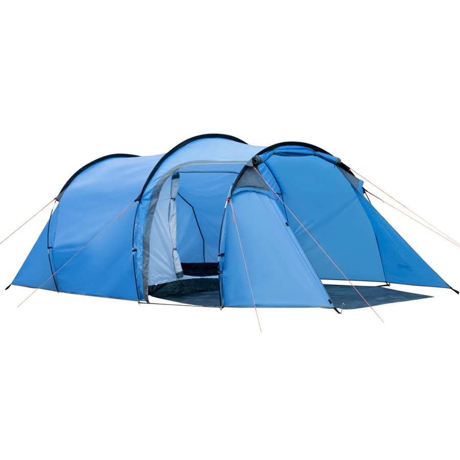 3 Man 2 Room Tunnel Camping Tent With Living Area Air Vents Blue