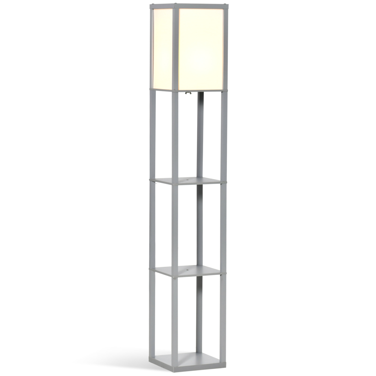 4-Tier Floor Lamp with Storage Shelf, Grey