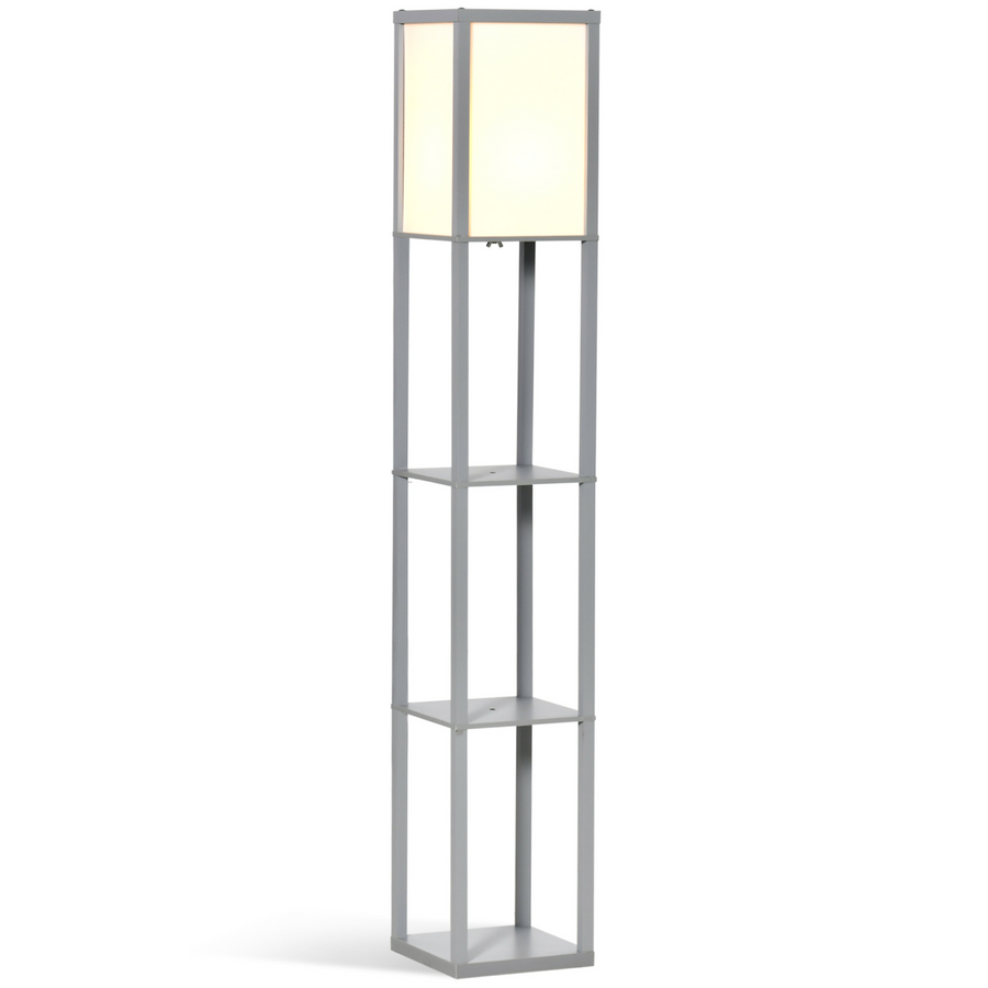 4-Tier Floor Lamp with Storage Shelf, Grey
