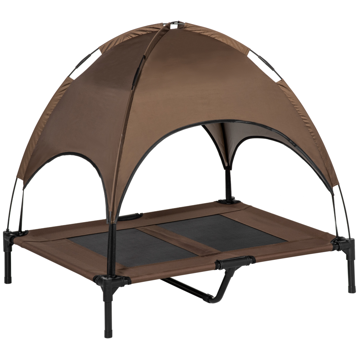 92 cm Elevated Pet Bed Dog Cot Tent with Canopy, Outdoor Coffee