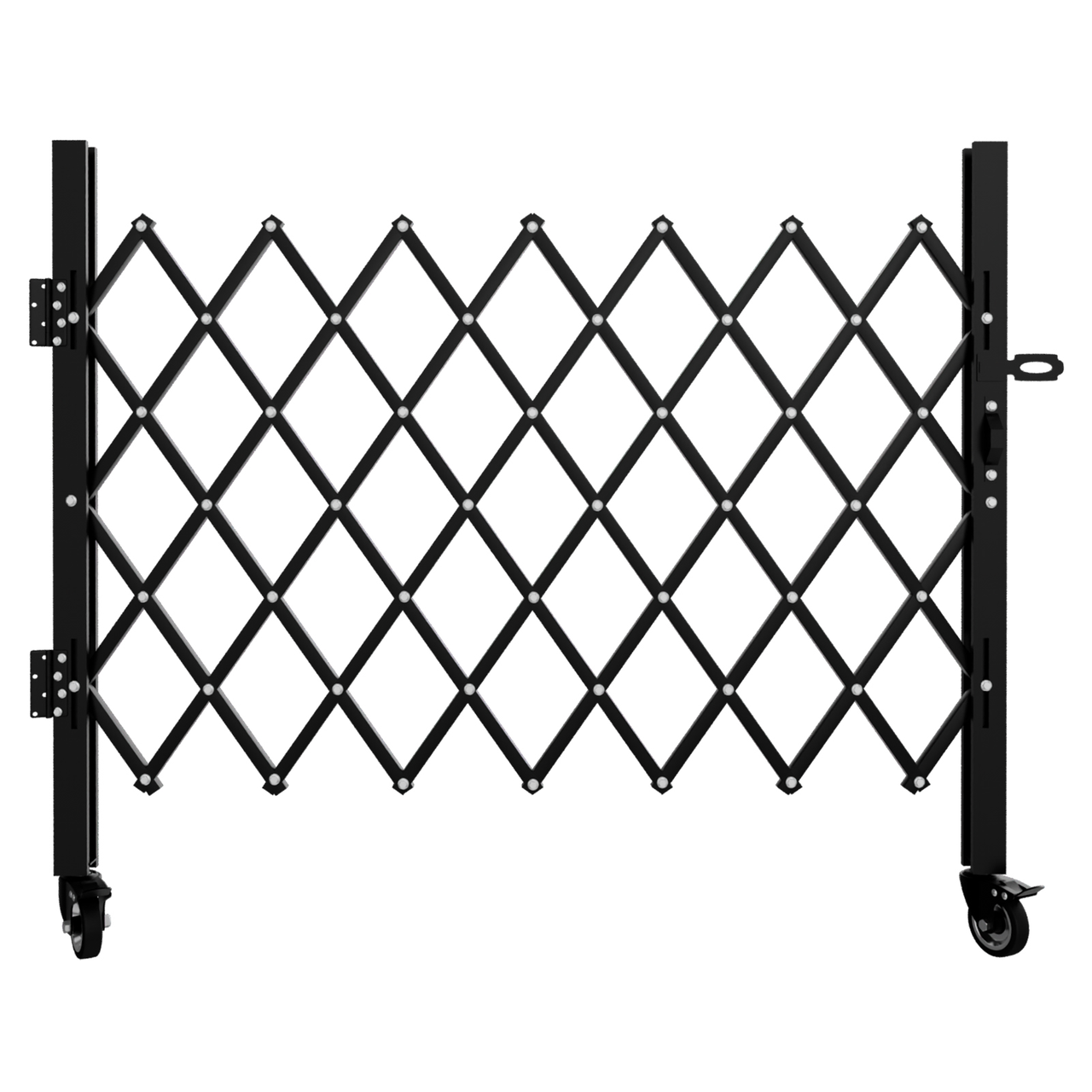 Foldable Security Gate, Expandable Safety Barrier with 360° Swivel Casters, Lockable Design, 51.57" H x 42" W
