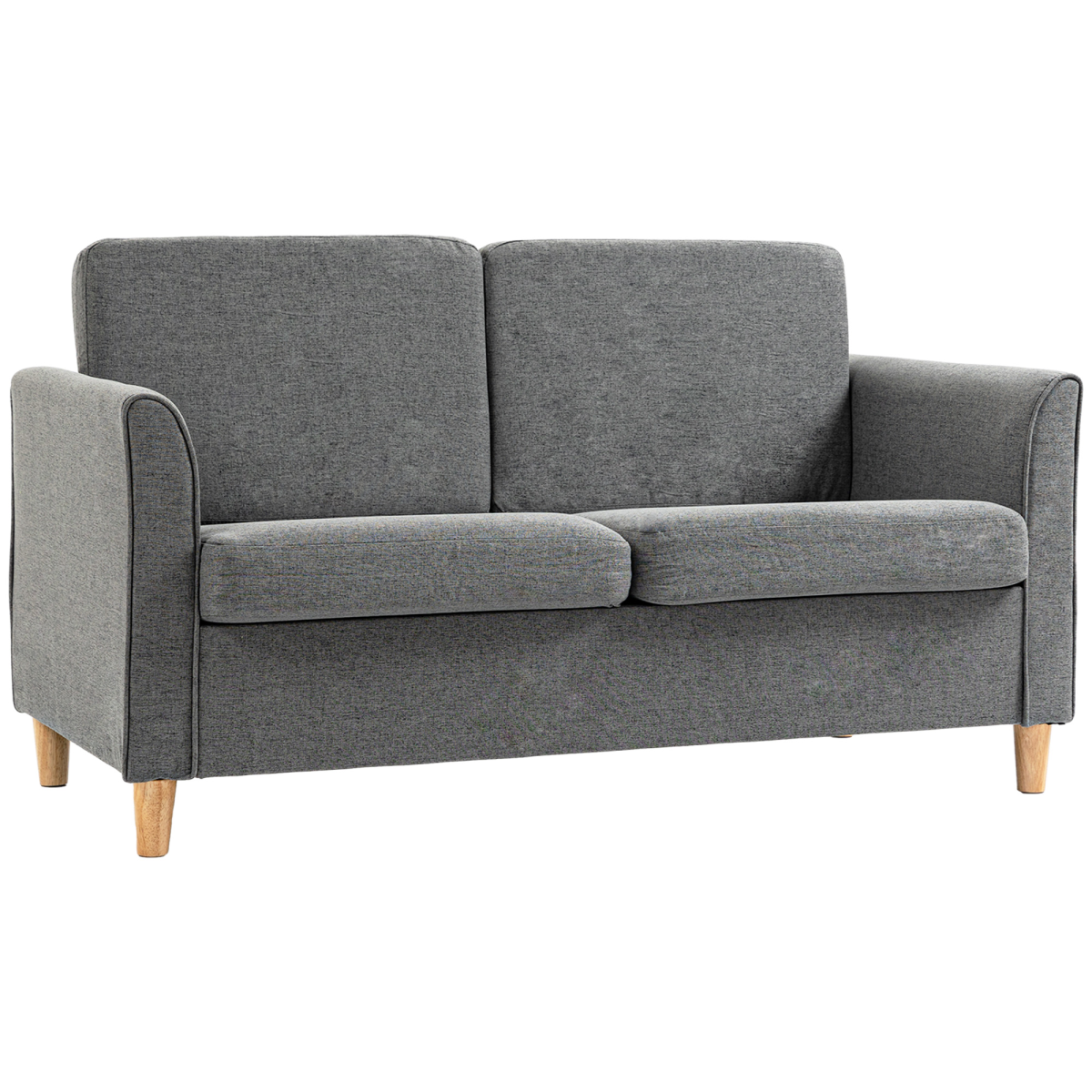 HOMCOM Double Seat Sofa Loveseat Couch with Armrests, Grey