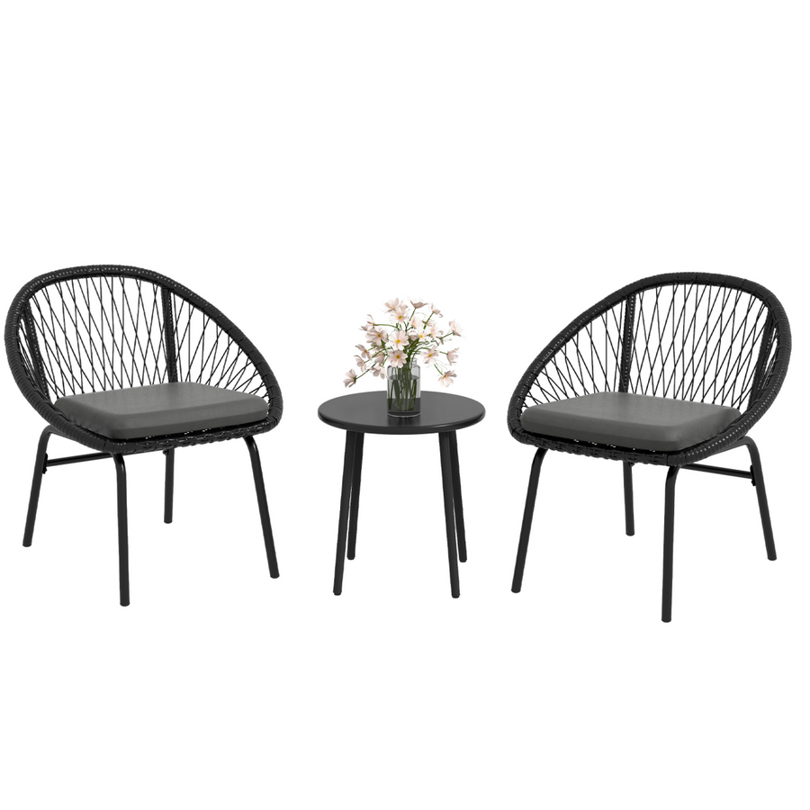 Outsunny 3 Piece Garden Furniture Set, Bistro Set with 2 Chairs and 1 Coffee Table