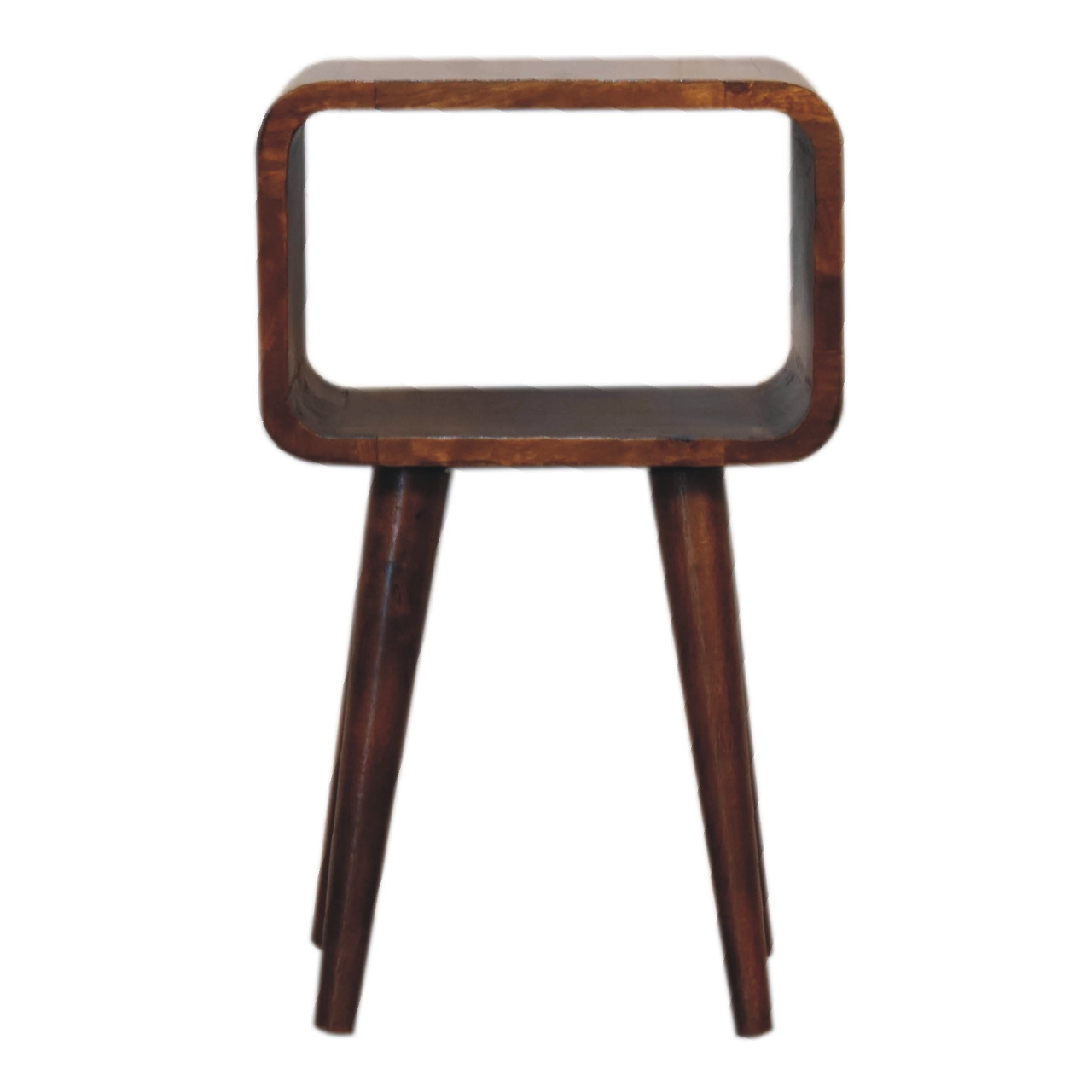 Artisan Furniture Solid Wood Mini Chestnut Curved Open Bedside, Brown, 1 Open Slot