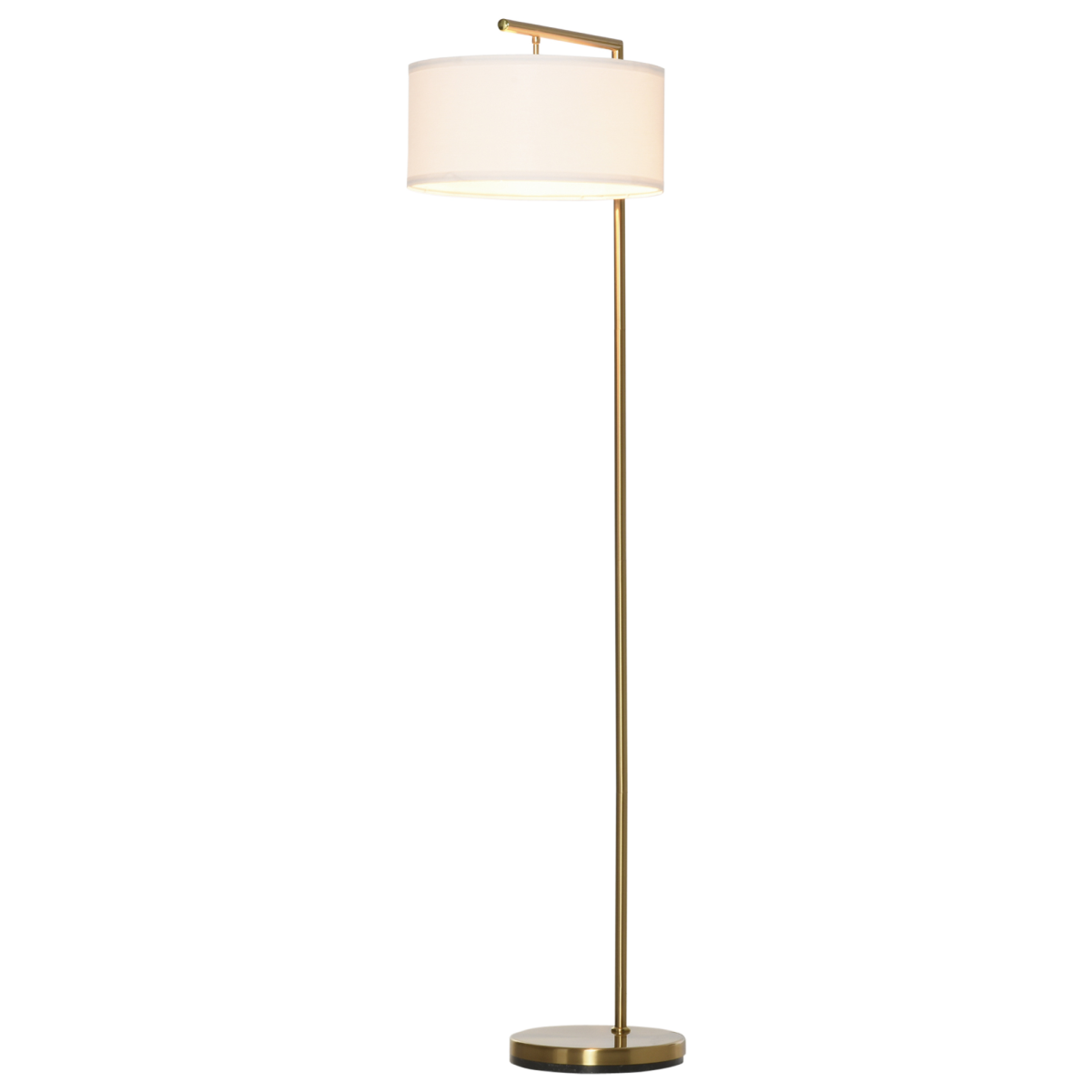 Floor Lamp with Linen Lampshade and Round Base
