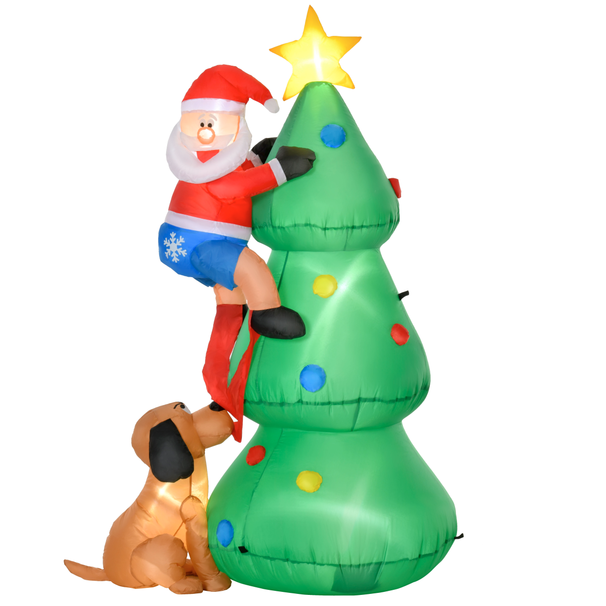 1.8m Inflatable Christmas Tree LED Lighted with Santa Claus Dog Party Prop