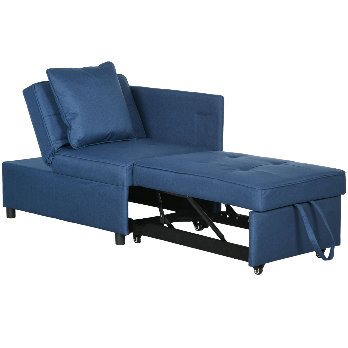 HOMCOM Folding Sleeper Sofa Bed Chair with Pillows and Pocket, Blue