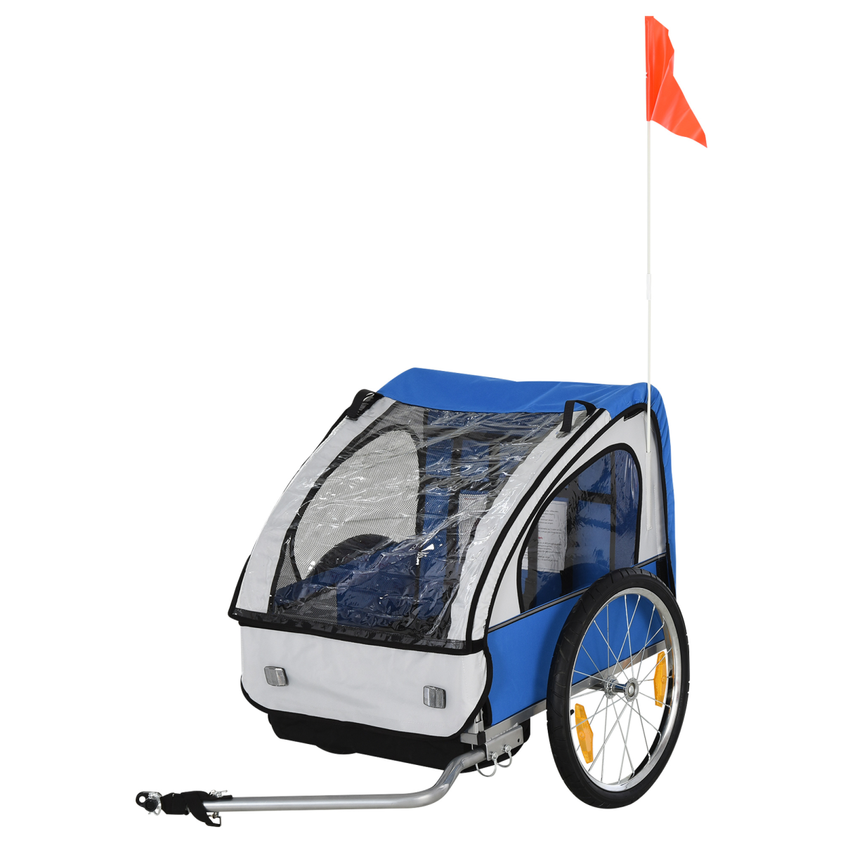 18m+ 2-Seat Child Bike Trailer with Steel Frame and Seat Belt, Blue