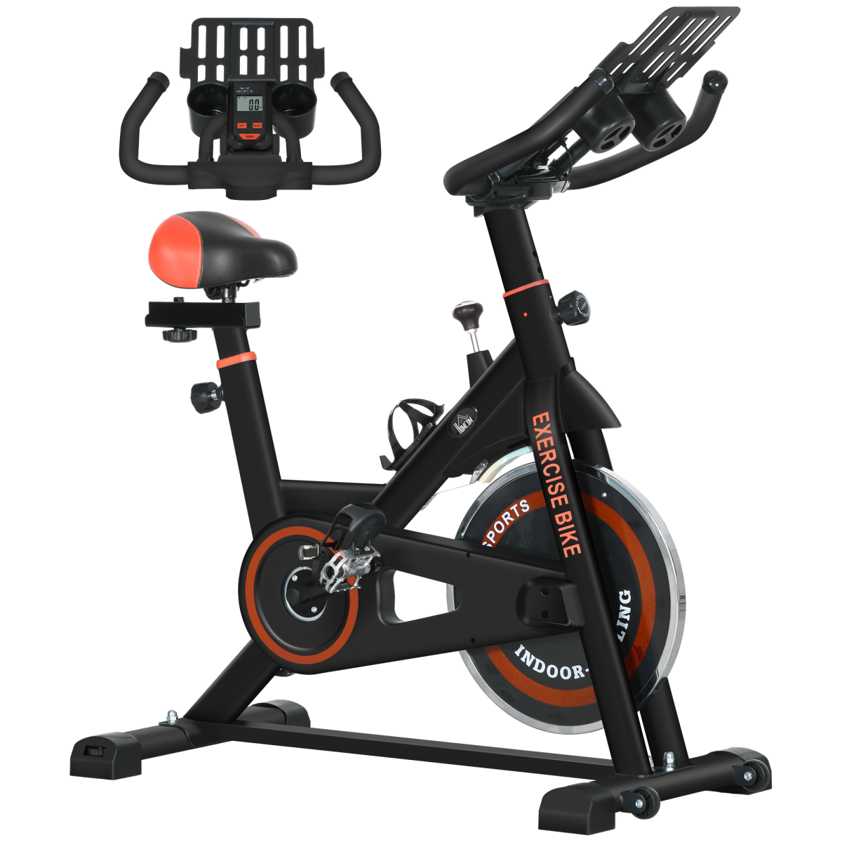 HOMCOM 8kg Flywheel Exercise Bike with Adjustable Height, Black