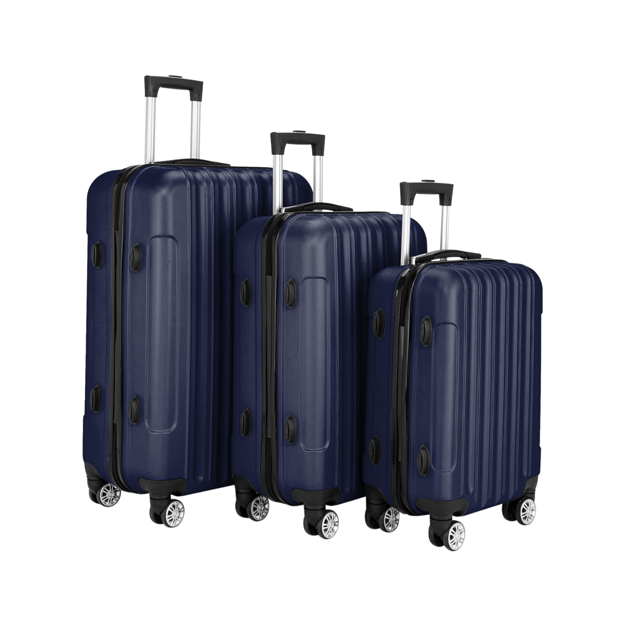 3-Piece ABS Carry-On Suitcase Set, Lightweight, 4 Spinner Wheels