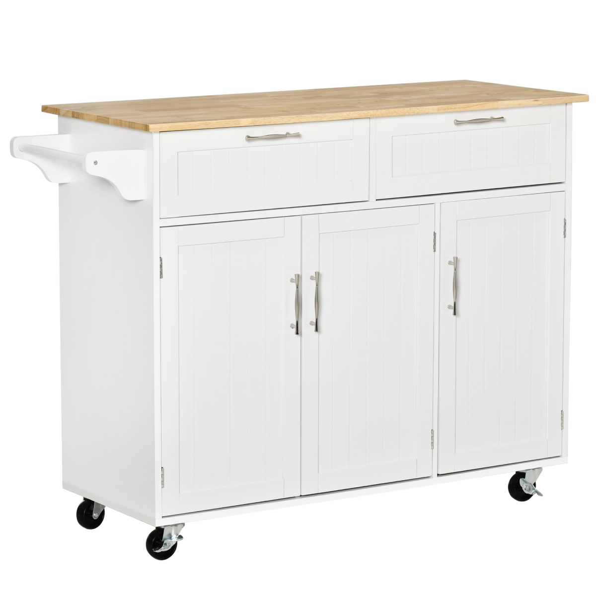 Kitchen Island Utility Cart with 2 Storage Drawers and Cabinets, White