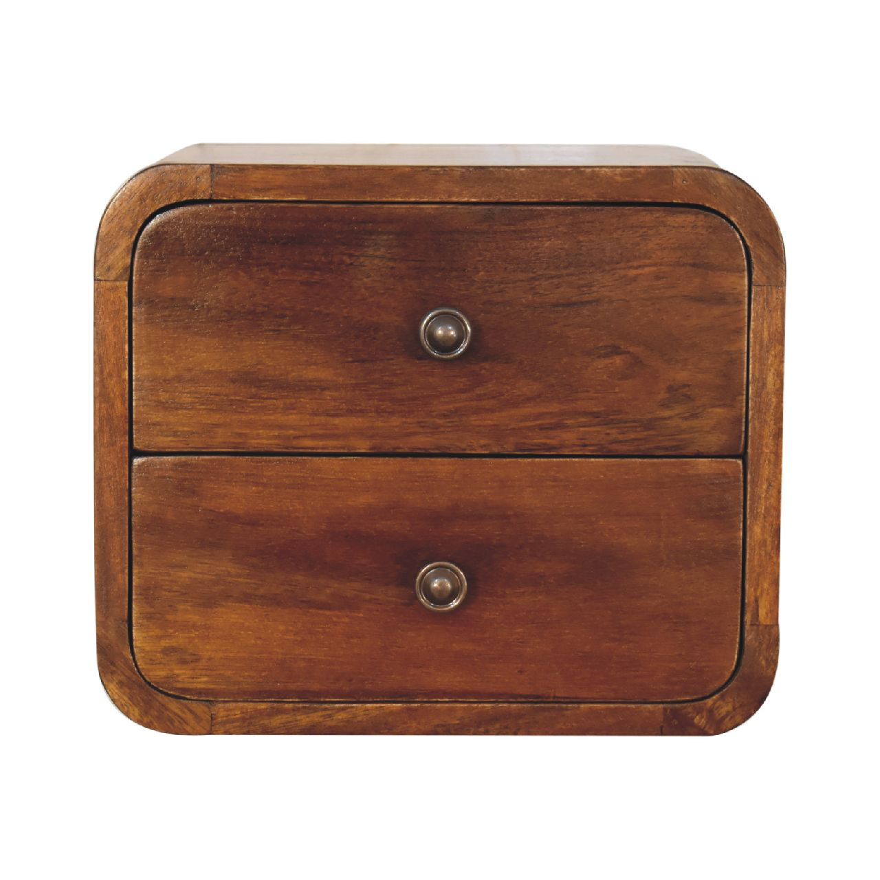 Artisan Furniture Solid Wood Floating Mini Chestnut Bedside, Brown, 2 Drawers