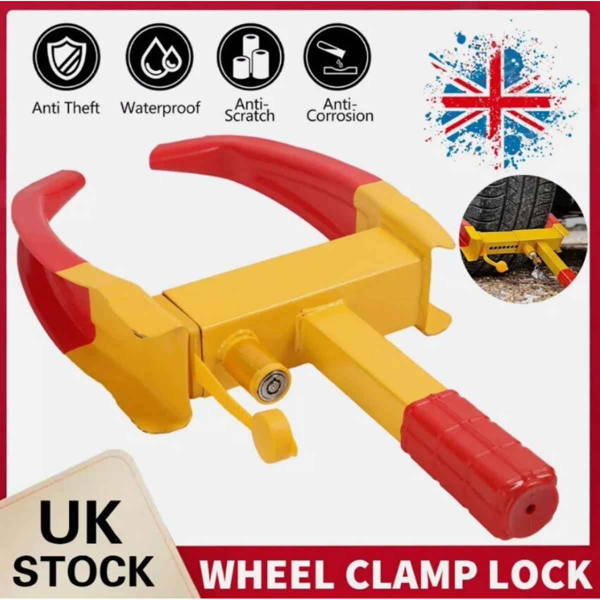 Heavy Duty Security Wheel Clamp Lock for Caravan, Car, Van, Trailer