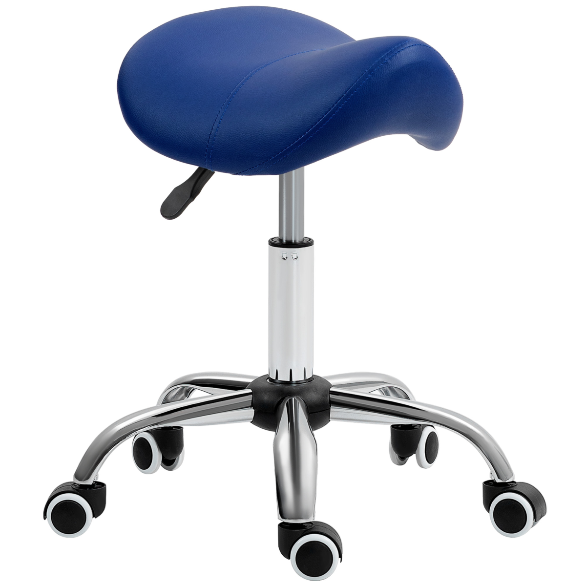 HOMCOM PU Leather Saddle Stool Adjustable Height Blue