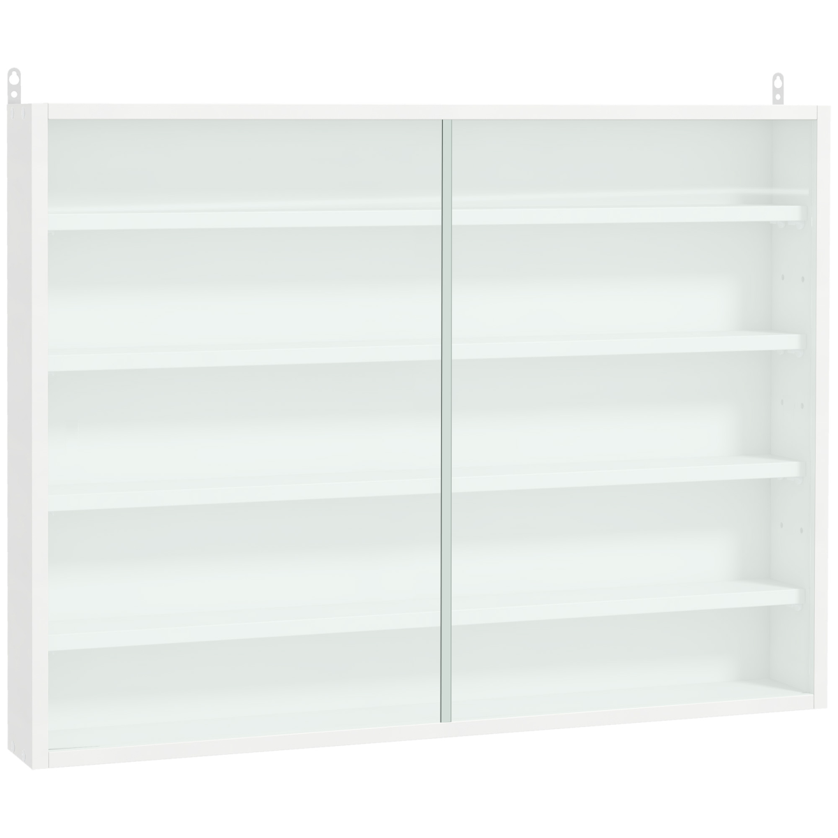 5-Tier Wall Display Shelf Unit Cabinet with Glass Doors, White