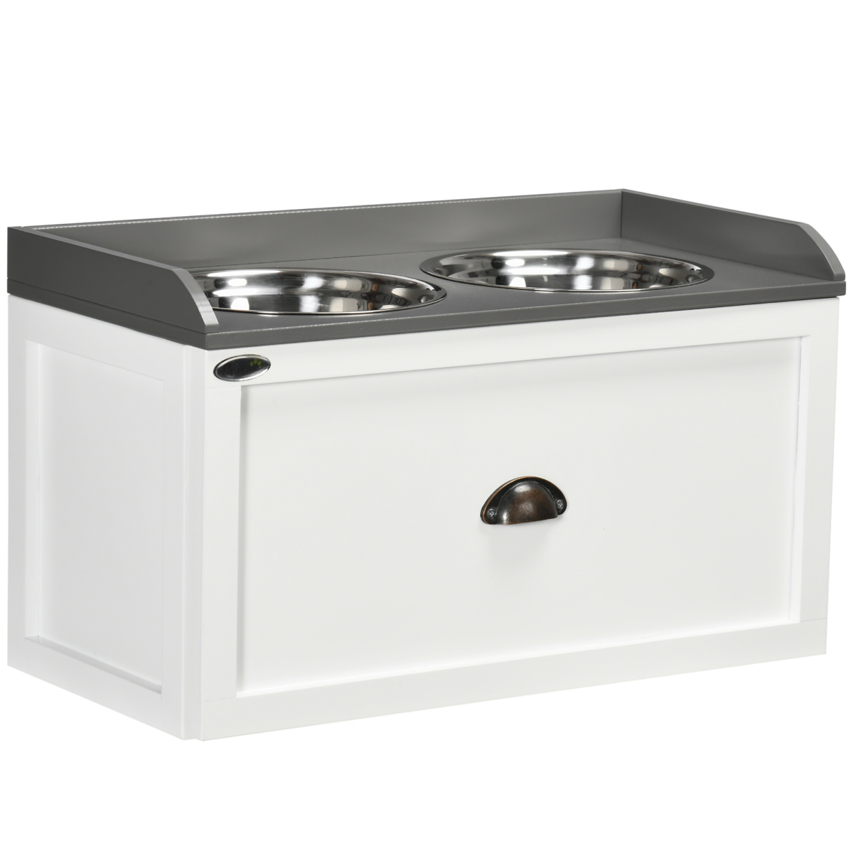 Elevated Dog Bowls with 21L Storage Drawer for Large Dogs and Cats - White