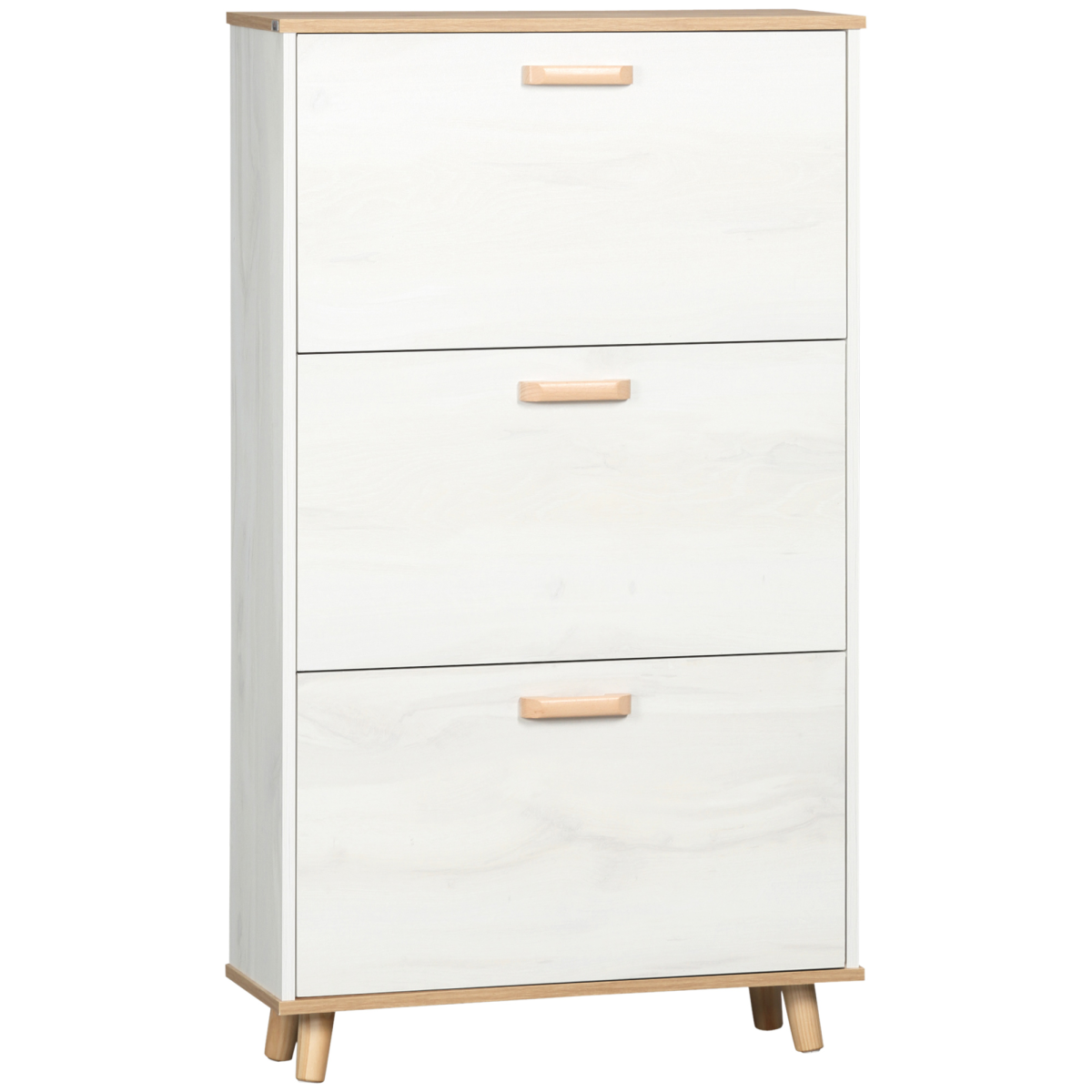 HOMCOM 12 Pair Slim Shoe Storage Cabinet with 3 Flip Drawers