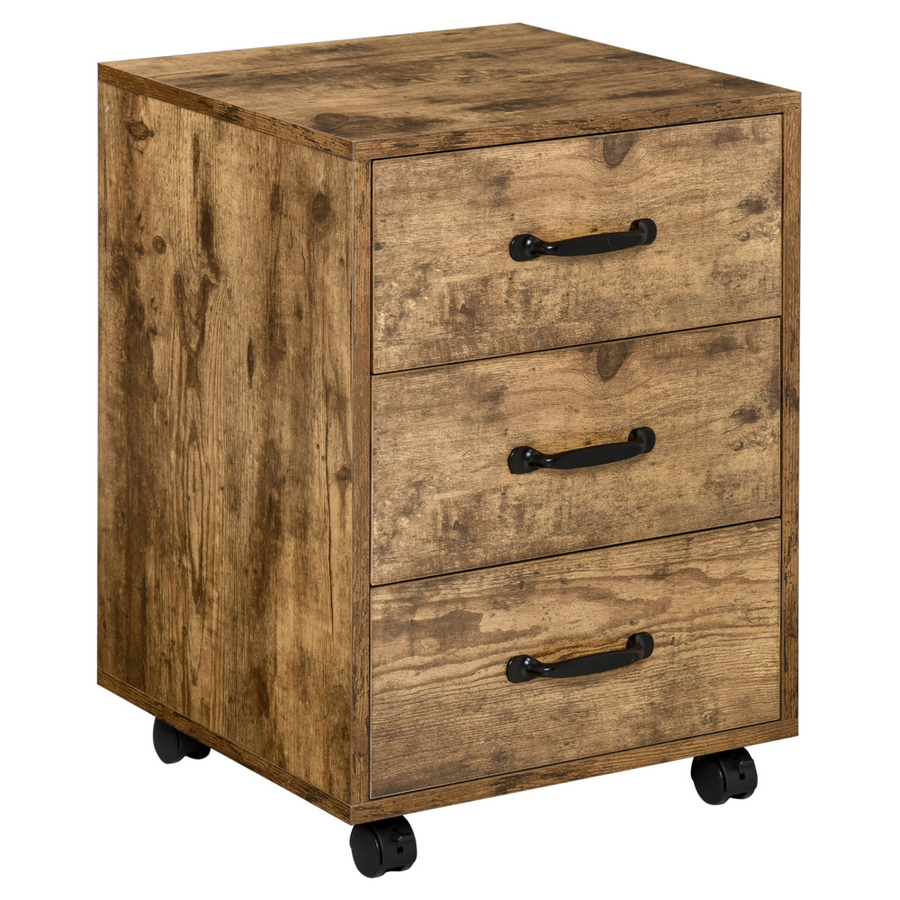 Rolling File Cabinet with 3 Drawers, Under Desk Mobile Filing Organizer HOMCOM