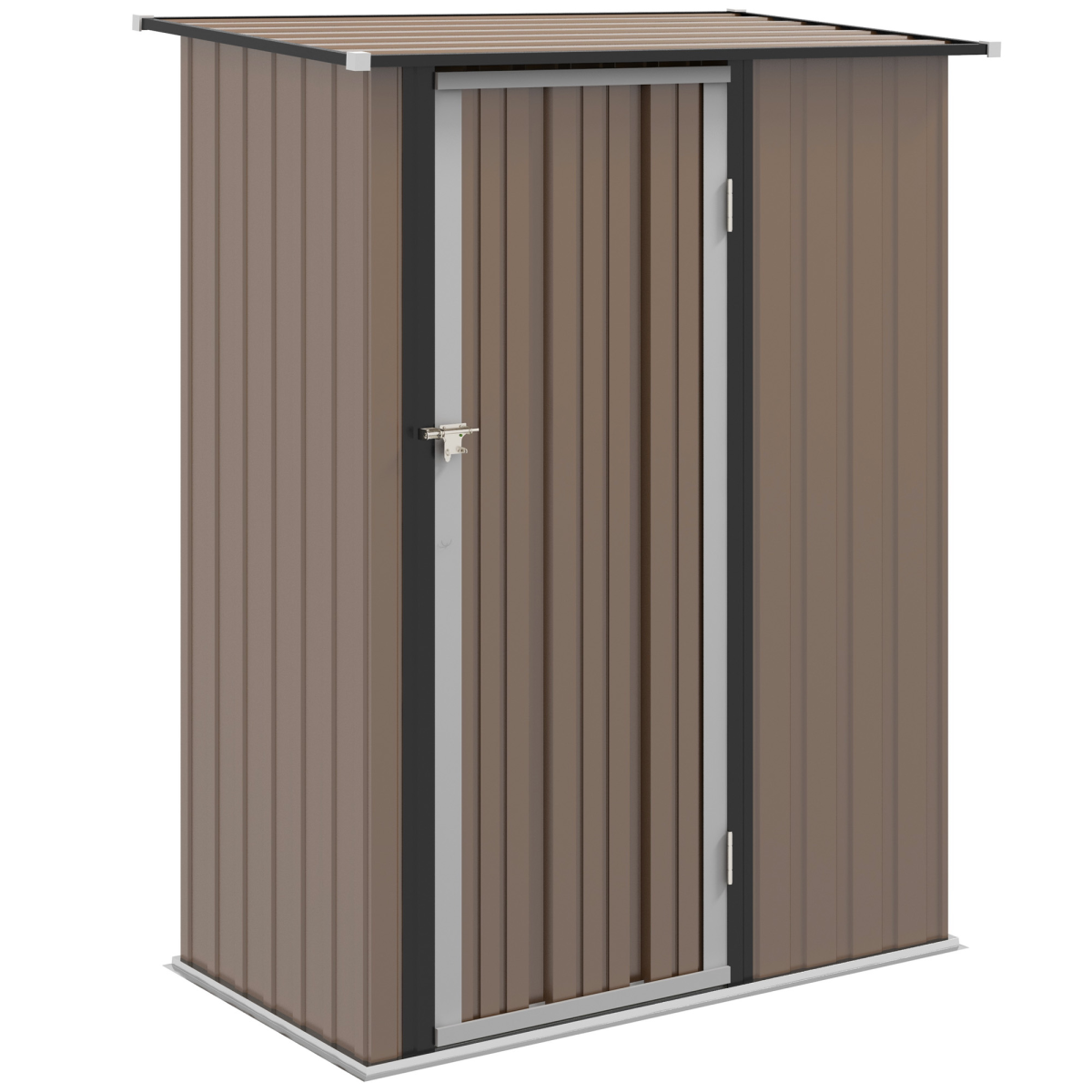 Outdoor Steel Garden Storage Shed with Lockable Door, Brown