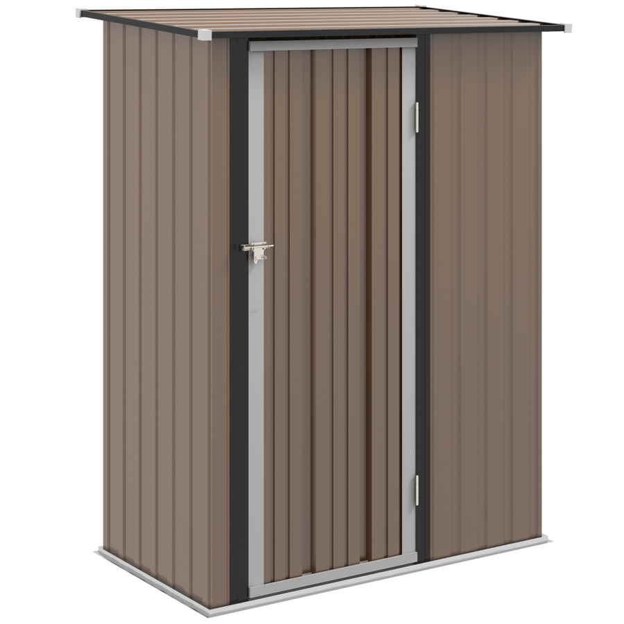 Outdoor Steel Garden Storage Shed with Lockable Door, Brown