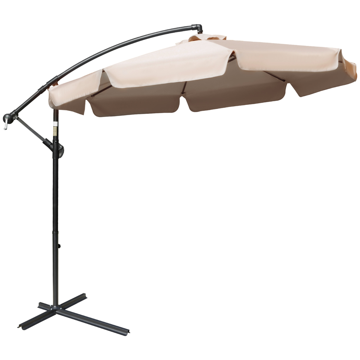 Outsunny 2.7m Garden Cantilever Banana Parasol Sun Shade, Light Brown