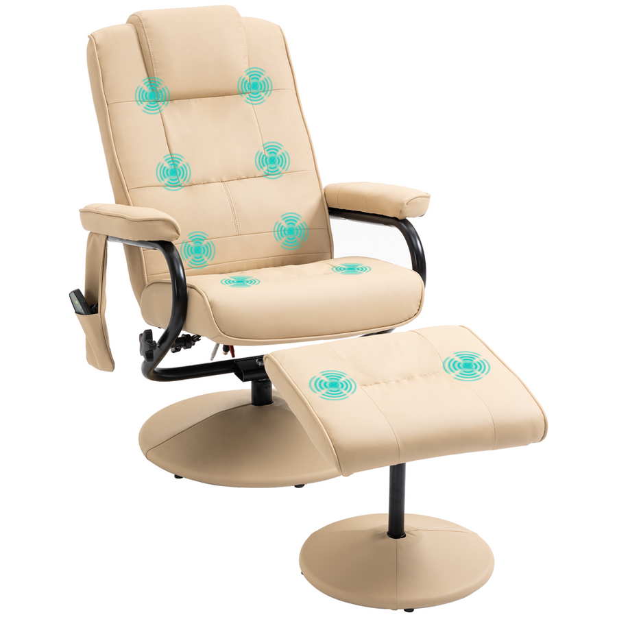 Freestanding Living Room Chair with High Density Cushion and Footrest Cream