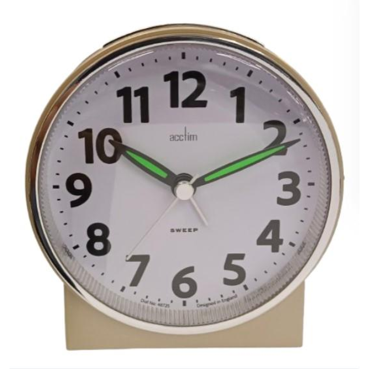 Acctim Micah Round Mid Sized Bedside Quartz Alarm Clock in Gold Plated