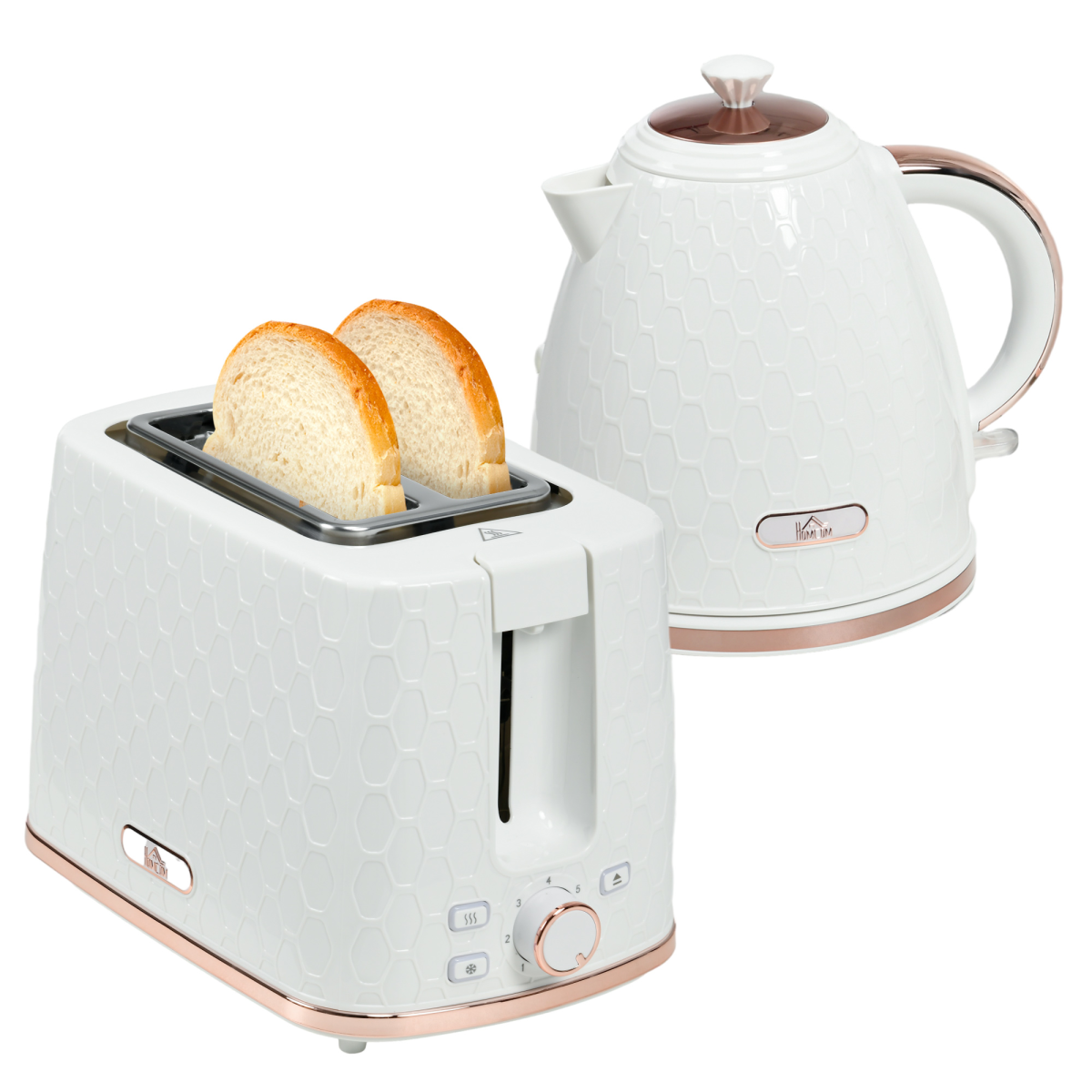 HOMCOM Kettle and Toaster Set 1.7L White