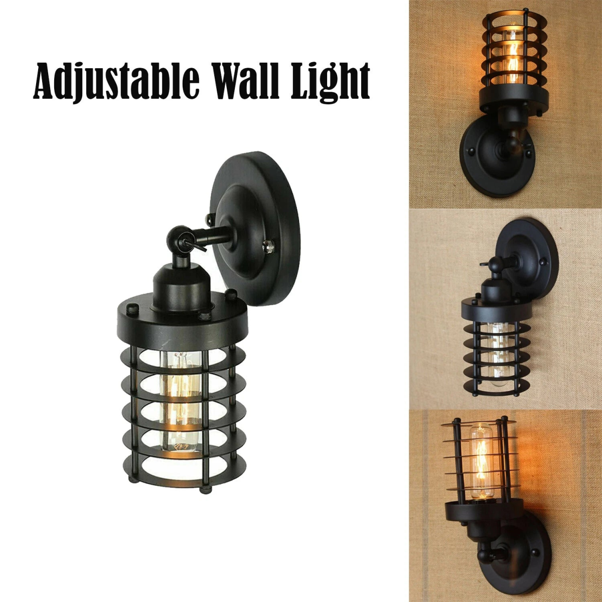 Modern Metal Cage Adjustable Wall Sconce Lamp Shade