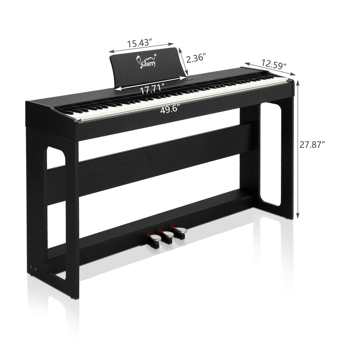 GDP-104 88 Keys Full Weighted Keyboard Digital Piano with Furniture Stand, Power Adapter, Triple Pedals and Headphone, Black