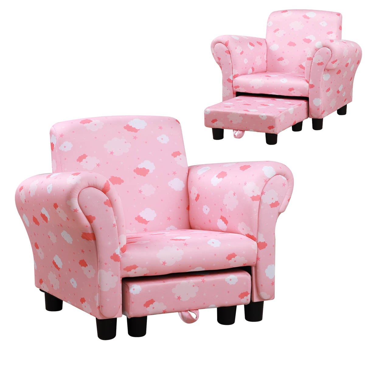 HOMCOM Kids Sofa Armchair Mini Seat with Footrest, Pink