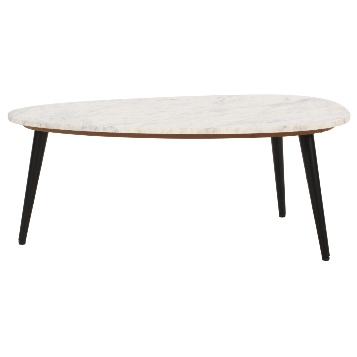 Opal Coffee Table with White Marble Top and Metal Legs