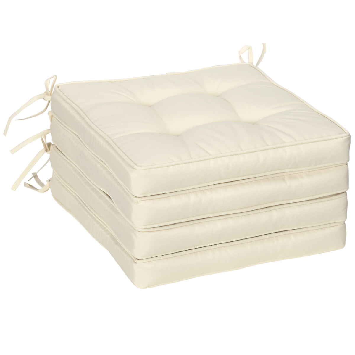 40 x 40cm Garden Seat Cushion with Ties, Cream