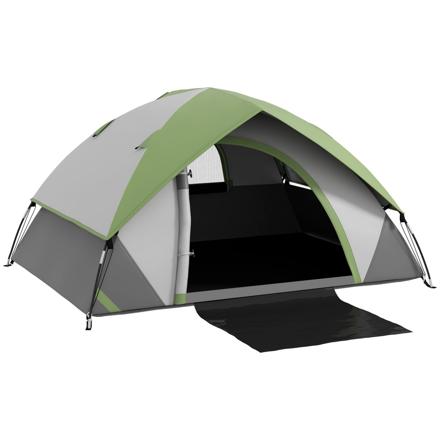 Outsunny 2 Person Camping Tent with Sewn-in Groundsheet, 3000mm Waterproof, Green