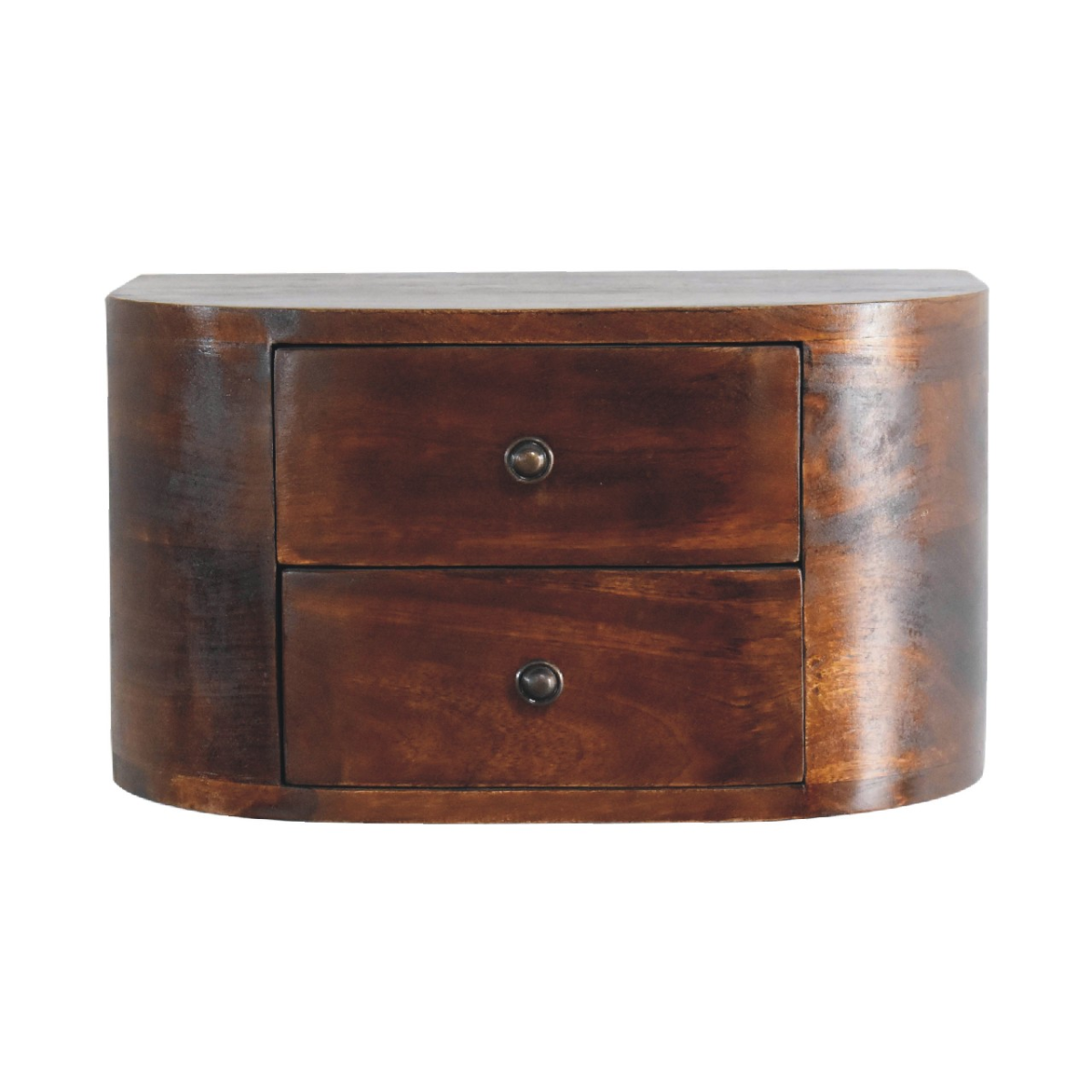 Artisan Furniture Solid Wood Lunar 2 Drawer Floating Bedside, Brown