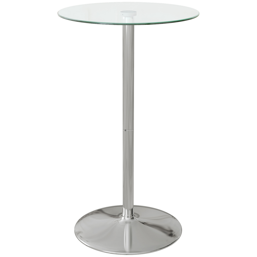 HOMCOM Round Bar Table for 2 People with Tempered Glass Top