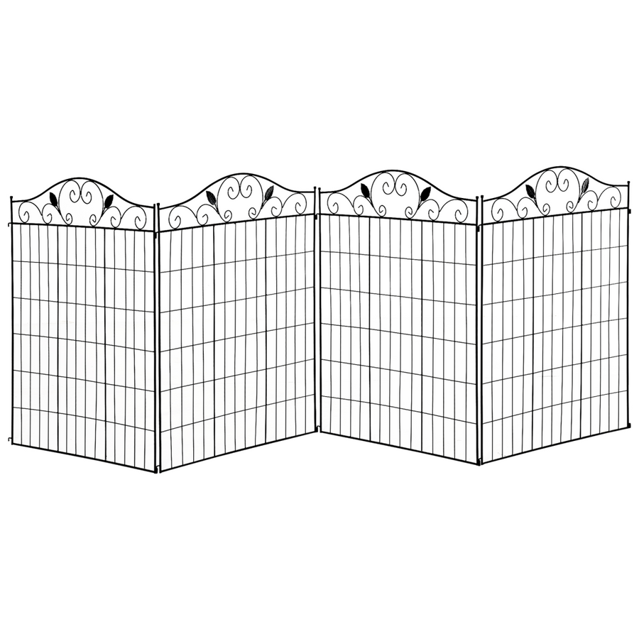 Garden Decorative Fence 4 Panels 44in x 12ft Steel Wire Border Edging