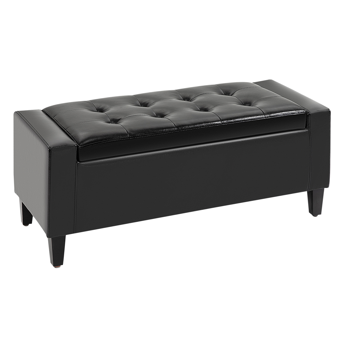 Deluxe PU Leather Storage Ottoman Bench Footrest Stool