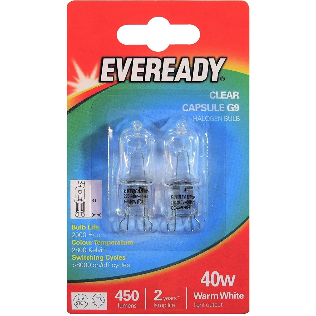 Eveready G4 20W 12V Halogen Capsule Light Bulbs, Dimmable, 240 Lumen, 2000 Hours Life, Clear Finish
